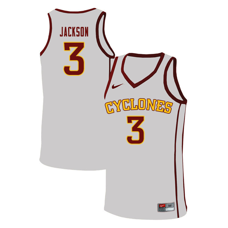 Men #3 Tre Jackson Iowa State Cyclones College Basketball Jerseys Sale-White